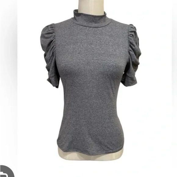 Olivia Sky Tops - Olivia Sky Sz L Gray Puff Sleeve Women's Top